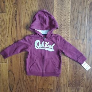 NEW Oshkosh 12-18 Month Baby Hooded Zip Up Jacket Maroon Grey